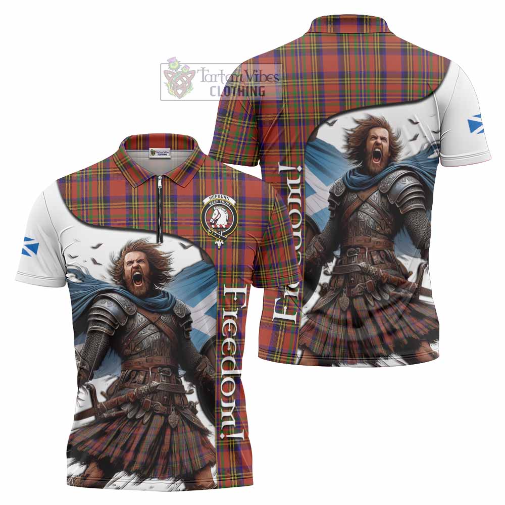 Tartan Vibes Clothing Hepburn Crest Tartan Zipper Polo Shirt Inspired by the Freedom of Scottish Warrior