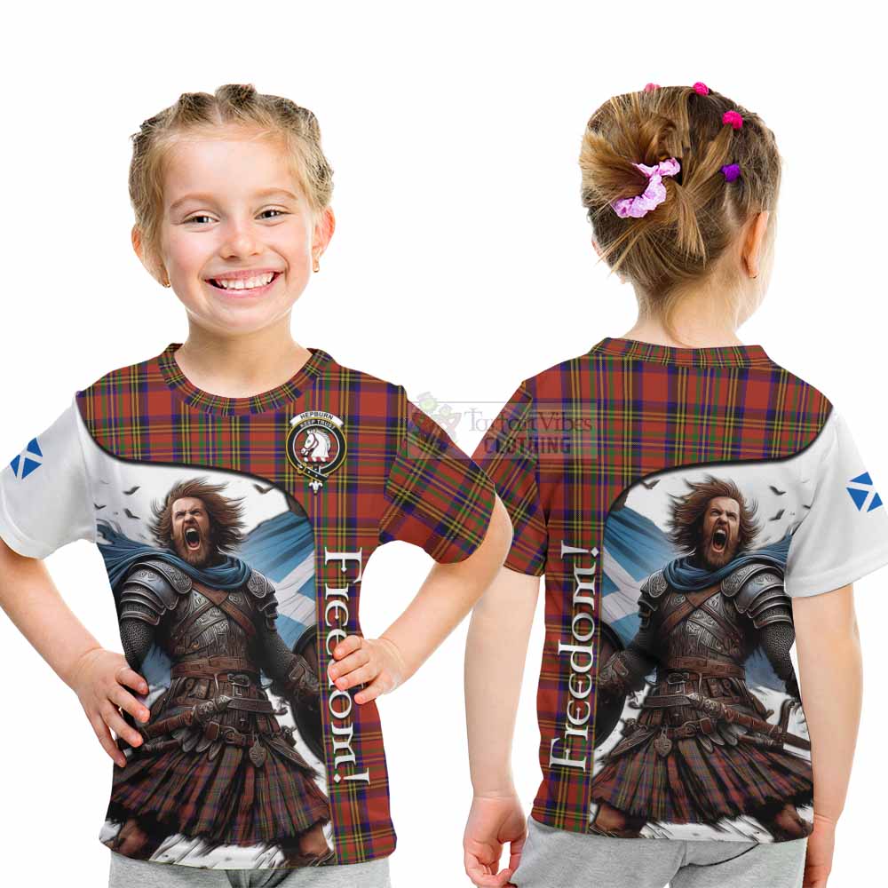 Tartan Vibes Clothing Hepburn Crest Tartan Kid T-Shirt Inspired by the Freedom of Scottish Warrior