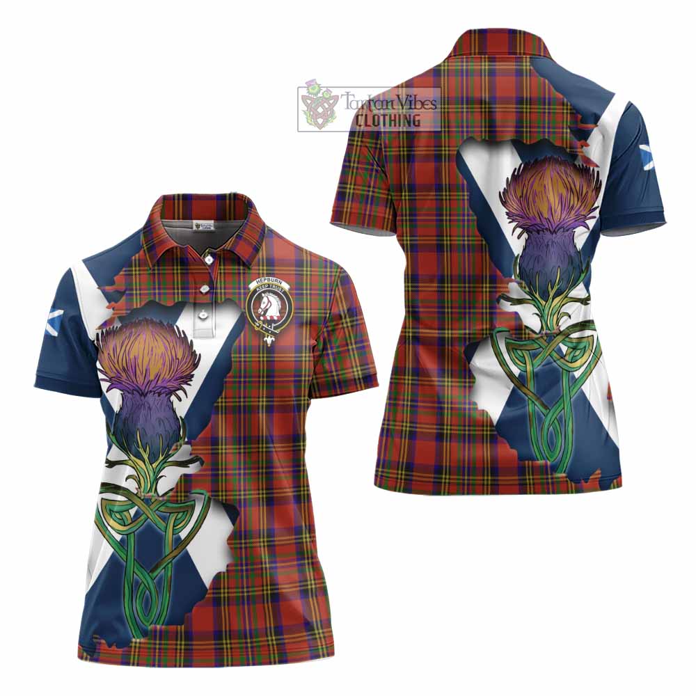 Hepburn Tartan Family Crest Women's Polo Shirt Scottish Thistle Celtic Inspired - Tartan Vibes Clothing