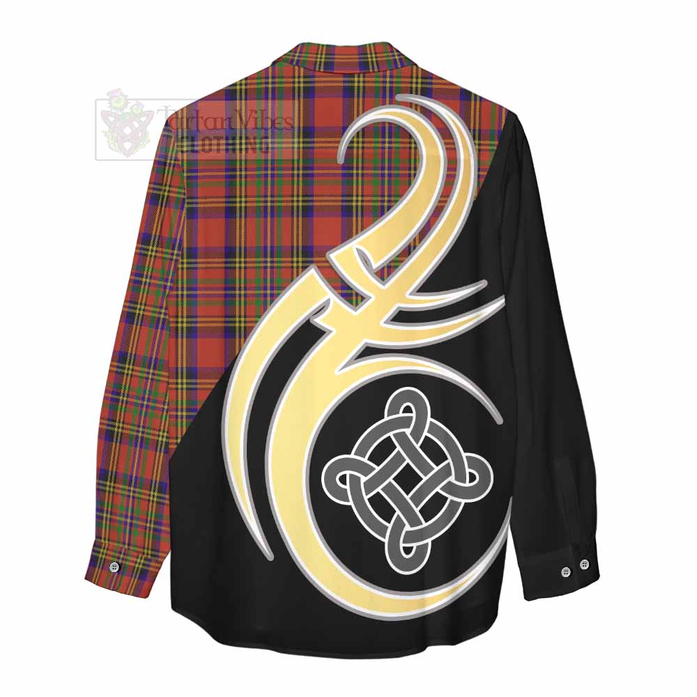 Tartan Vibes Clothing Hepburn Tartan Women's Casual Shirt with Family Crest and Celtic Symbol Style