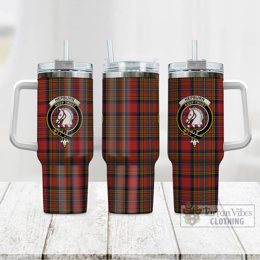 Tartan Vibes Clothing Hepburn Tartan and Family Crest Tumbler with Handle