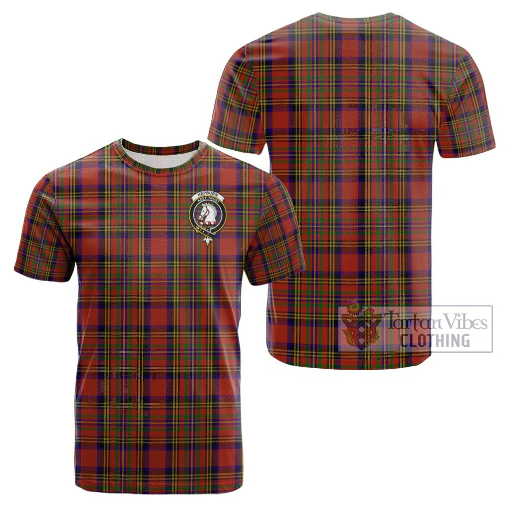 Hepburn Tartan Cotton T-Shirt with Family Crest Kid's Shirt - Tartanvibesclothing Shop