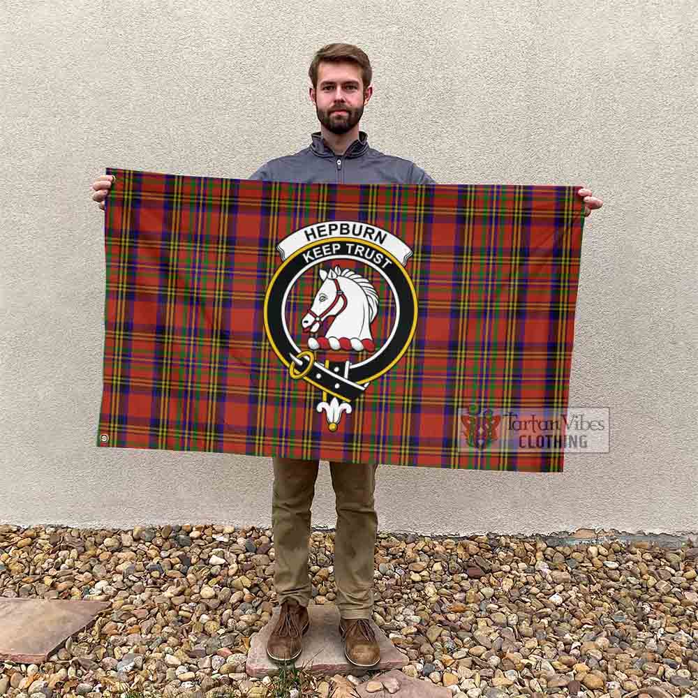 Hepburn Tartan House Flag with Family Crest - Tartan Vibes Clothing