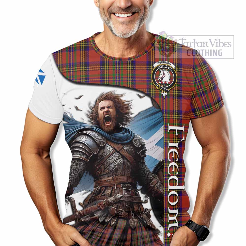 Hepburn Crest Tartan T-Shirt Inspired by the Freedom of Scottish Warrior