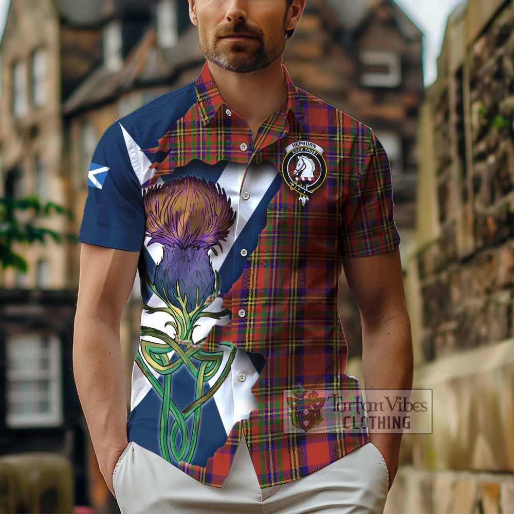 Hepburn Tartan Family Crest Hawaiian Shirt Scottish Thistle Celtic Inspired - Tartan Vibes Clothing