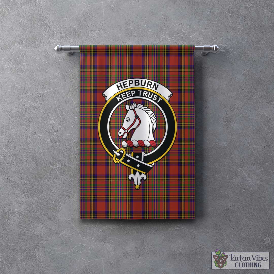 Tartan Vibes Clothing Hepburn Tartan Gonfalon, Tartan Banner with Family Crest