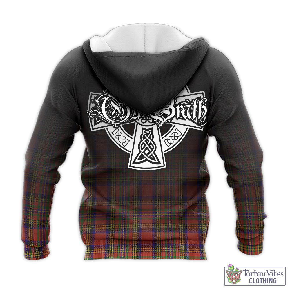 Tartan Vibes Clothing Hepburn Tartan Knitted Hoodie Featuring Alba Gu Brath Family Crest Celtic Inspired