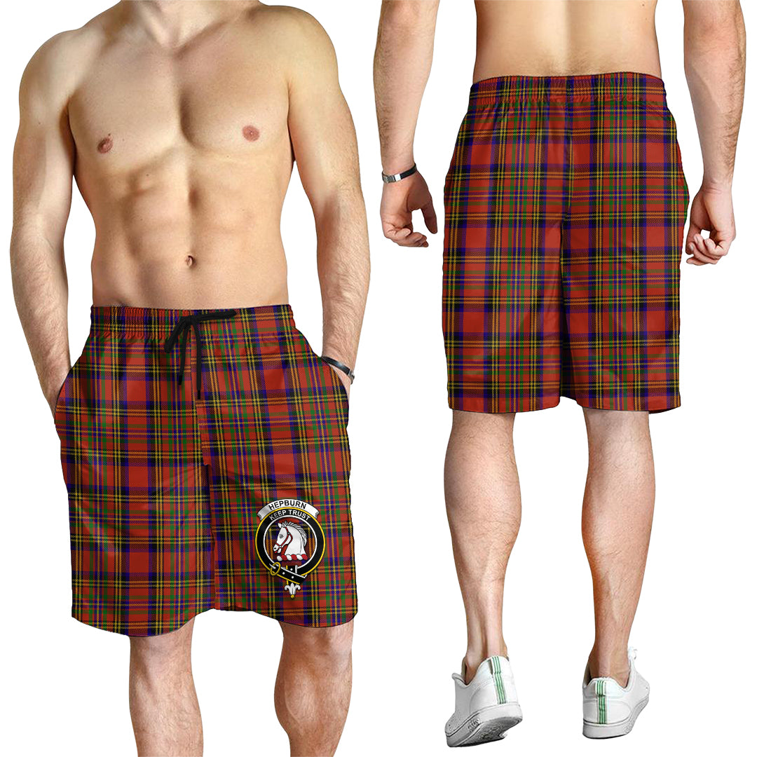 Hepburn Tartan Mens Shorts with Family Crest - Tartan Vibes Clothing