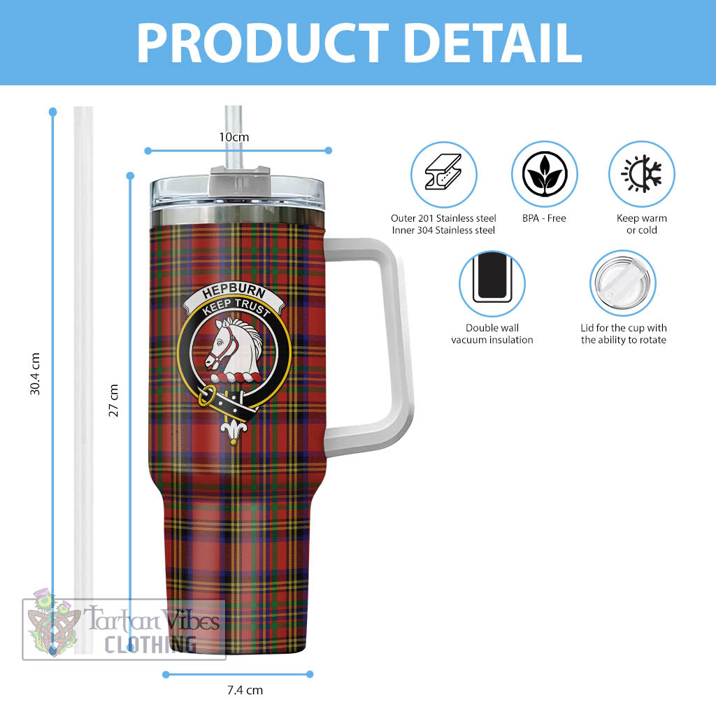 Tartan Vibes Clothing Hepburn Tartan and Family Crest Tumbler with Handle