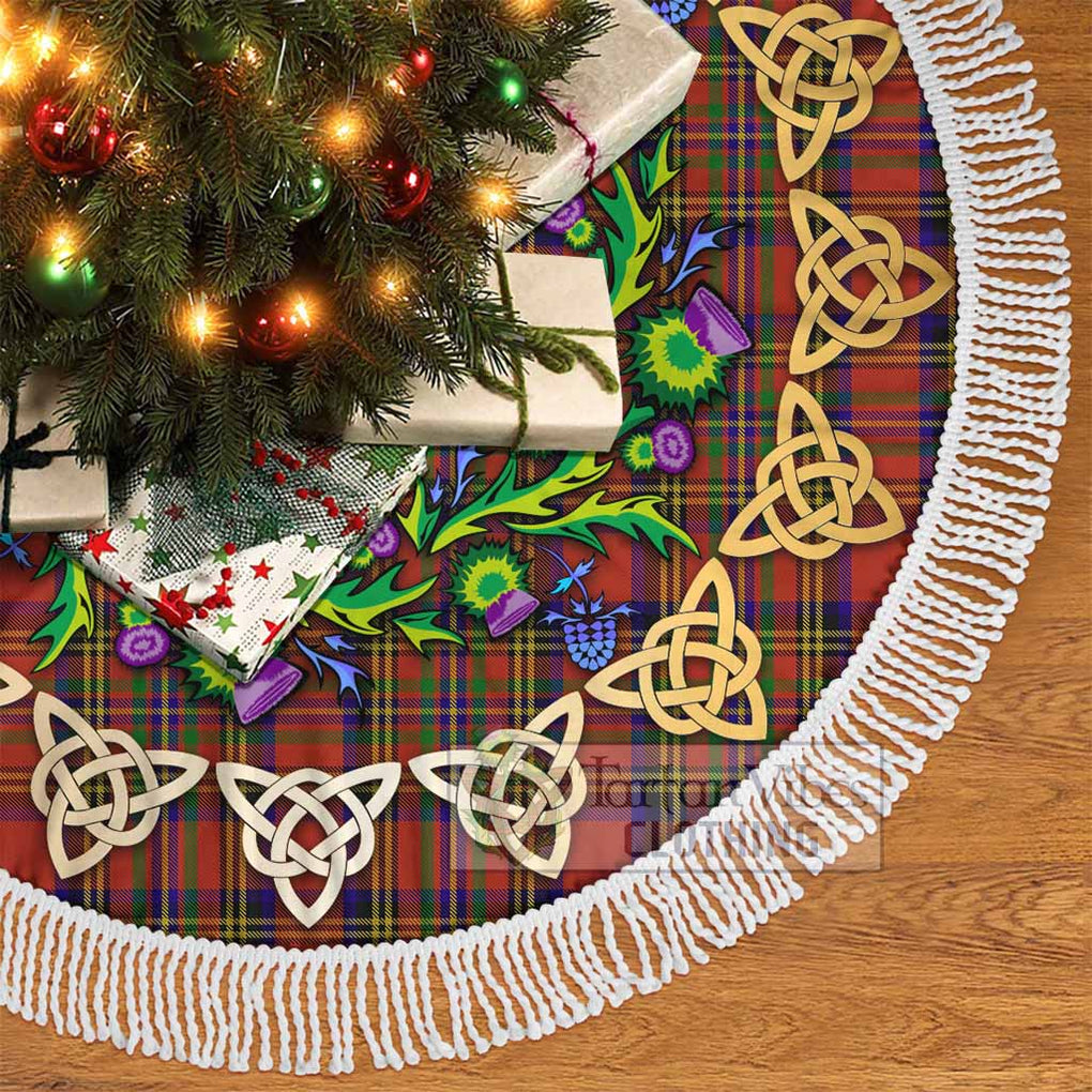 Tartan Vibes Clothing Hepburn Tartan Christmas Tree Skirt with Thistle Celtic Knot Style