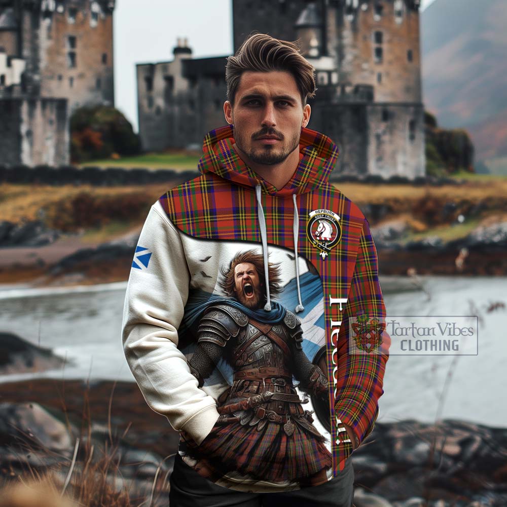 Tartan Vibes Clothing Hepburn Crest Tartan Cotton Hoodie Inspired by the Freedom of Scottish Warrior