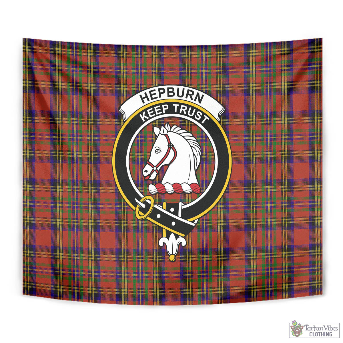 Tartan Vibes Clothing Hepburn Tartan Tapestry Wall Hanging and Home Decor for Room with Family Crest