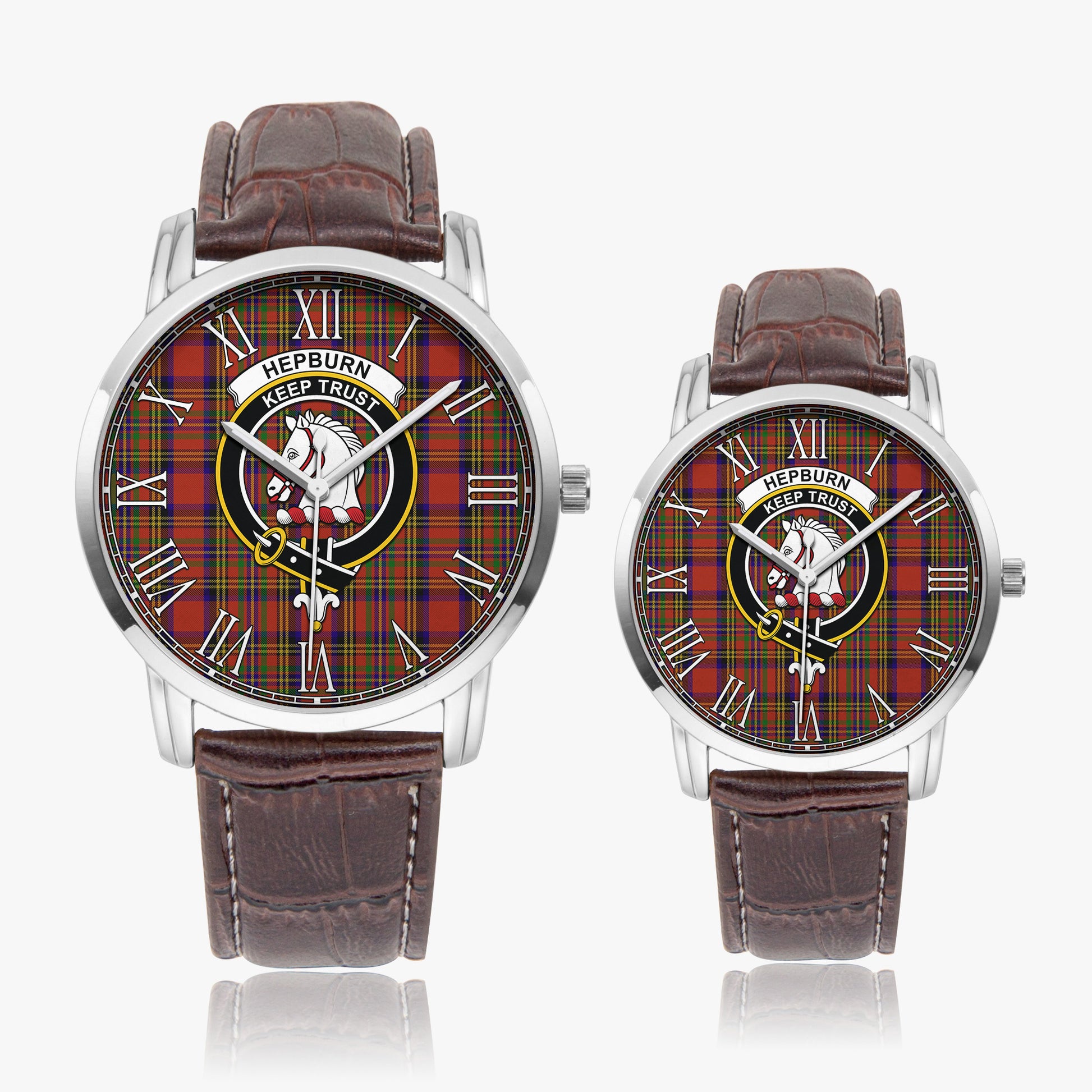 Hepburn Tartan Family Crest Leather Strap Quartz Watch - Tartanvibesclothing