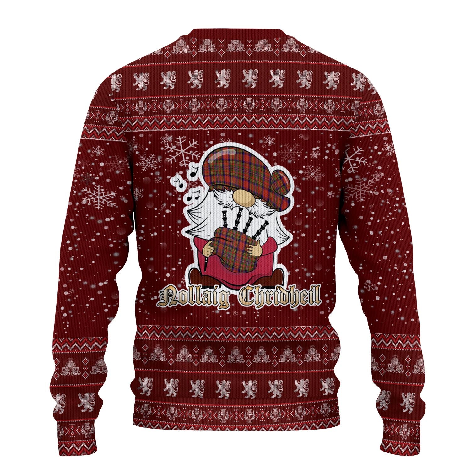 Hepburn Clan Christmas Family Knitted Sweater with Funny Gnome Playing Bagpipes - Tartanvibesclothing