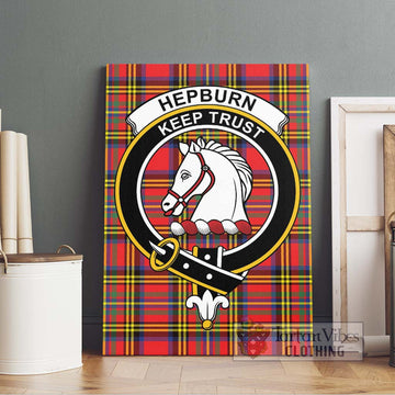 Hepburn Ancient Tartan Canvas Print Wall Art with Family Crest