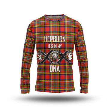 Hepburn Ancient Tartan Long Sleeve T-Shirt with Family Crest DNA In Me Style