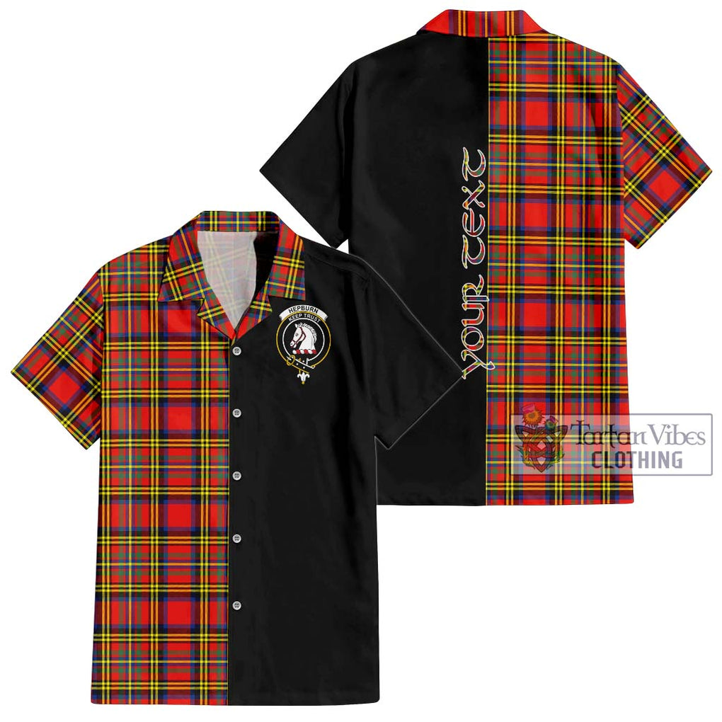 Hepburn Ancient Tartan Short Sleeve Button Shirt with Family Crest and Half Of Me Style Kid - Tartanvibesclothing Shop