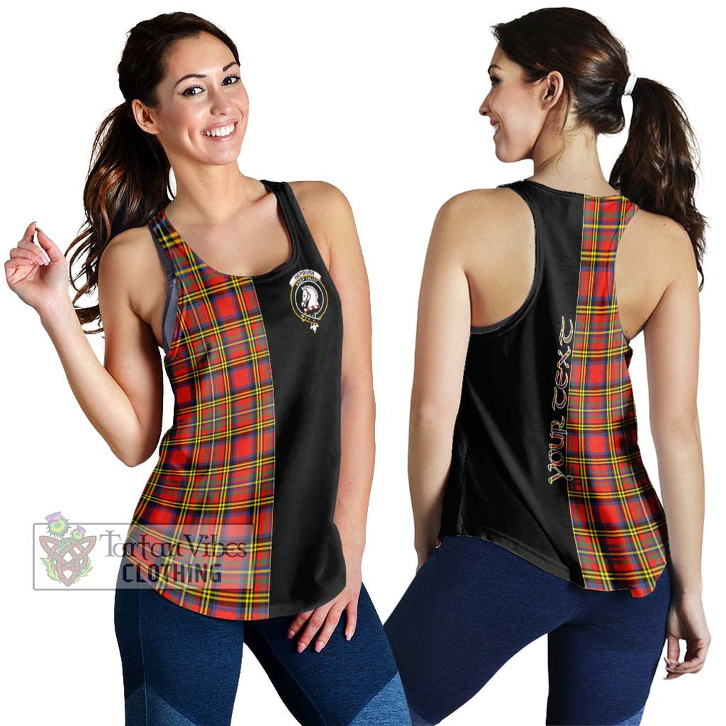 Hepburn Ancient Tartan Women's Racerback Tanks with Family Crest and Half Of Me Style 4XL - Tartanvibesclothing Shop