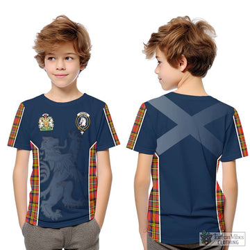 Hepburn Ancient Tartan Kid T-Shirt with Family Crest and Lion Rampant Vibes Sport Style