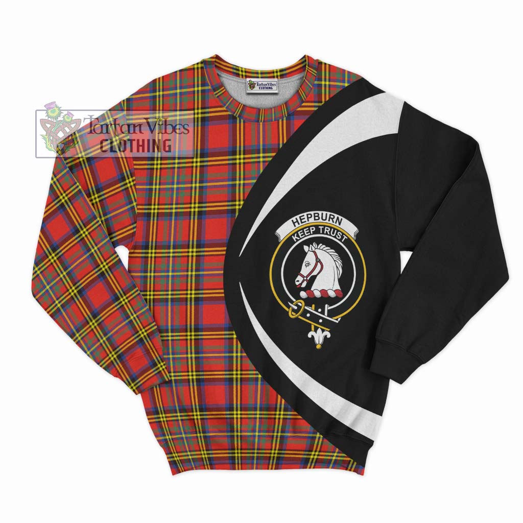 Hepburn Ancient Tartan Sweatshirt with Family Crest Circle Style Unisex - Tartan Vibes Clothing