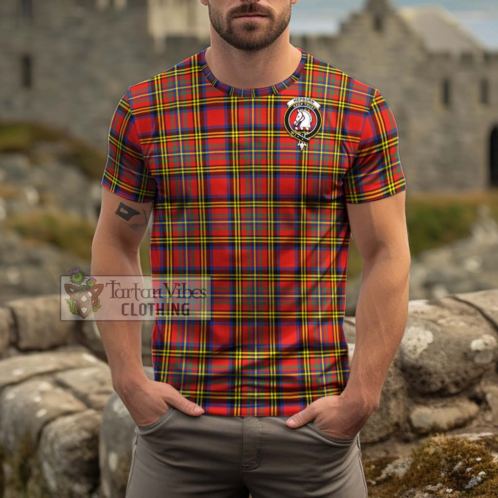 Hepburn Ancient Tartan Cotton T-Shirt with Family Crest Men's Shirt - Tartanvibesclothing Shop