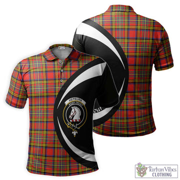 Hepburn Ancient Tartan Men's Polo Shirt with Family Crest Circle Style