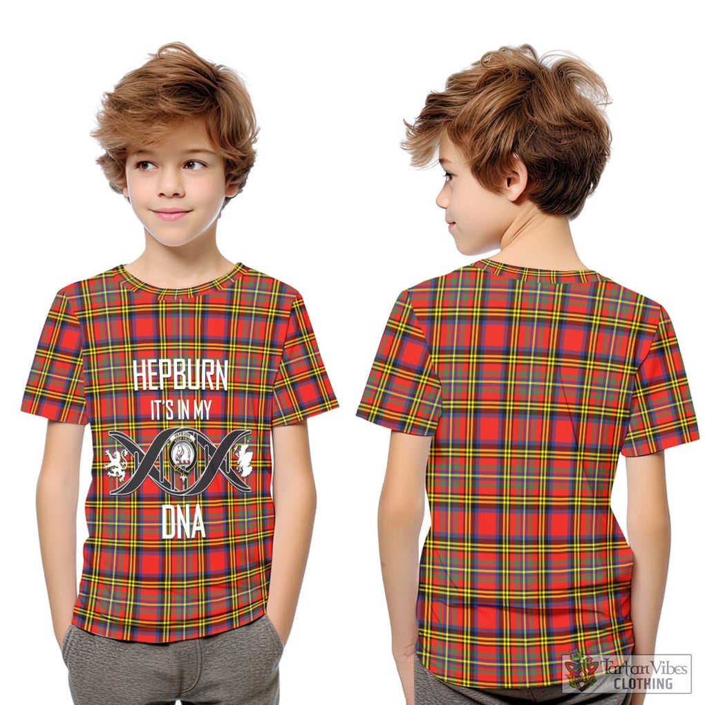 Hepburn Ancient Tartan Kid T-Shirt with Family Crest DNA In Me Style Youth XL Size14 - Tartanvibesclothing Shop