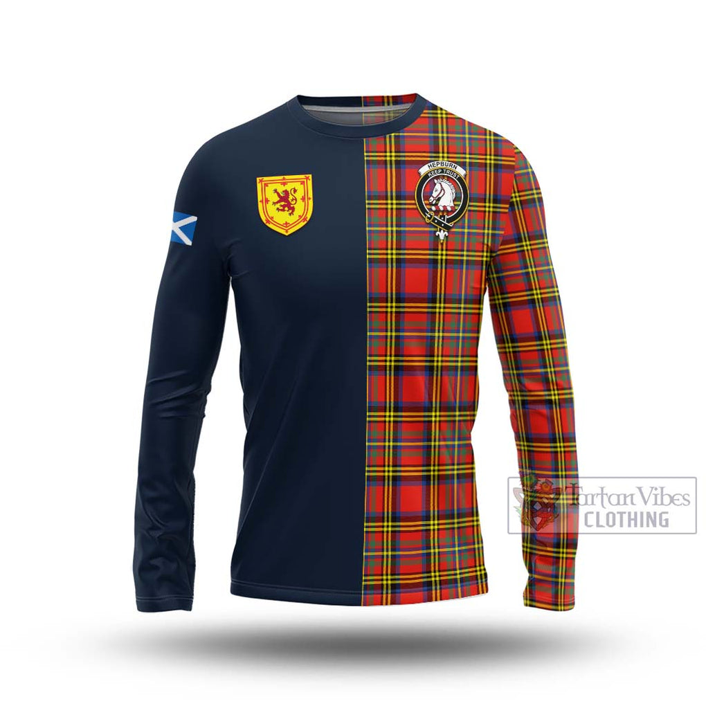 Tartan Vibes Clothing Hepburn Ancient Tartan Long Sleeve T-Shirt with Scottish Lion Royal Arm Half Style