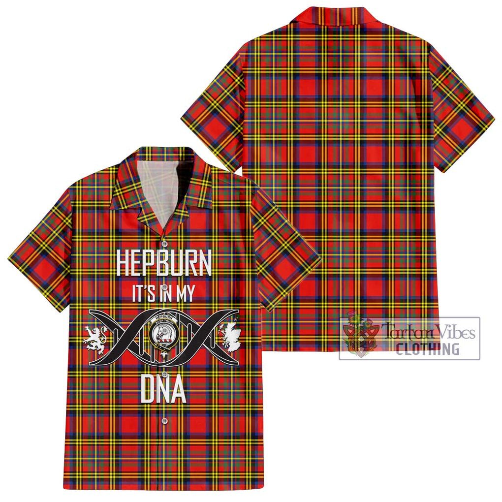 Hepburn Ancient Tartan Short Sleeve Button Shirt with Family Crest DNA In Me Style Kid - Tartanvibesclothing Shop