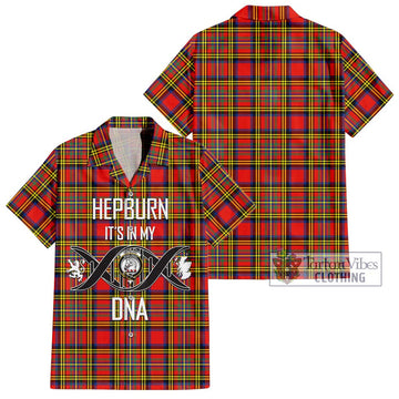 Hepburn Ancient Tartan Short Sleeve Button Shirt with Family Crest DNA In Me Style