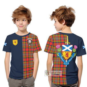 Hepburn Ancient Tartan Kid T-Shirt Alba with Scottish Lion Royal Arm Half Style