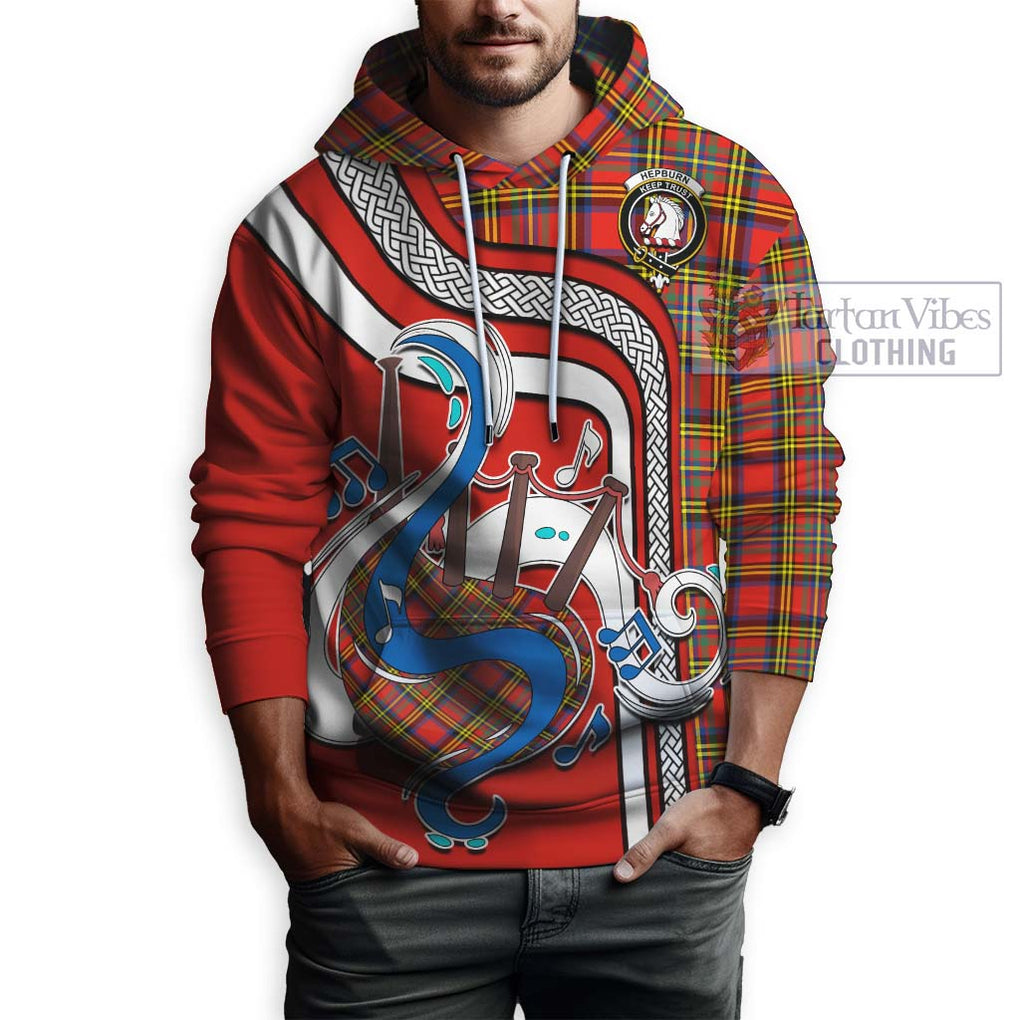 Hepburn Ancient Tartan Hoodie with Epic Bagpipe Style Zip Hoodie - Tartanvibesclothing Shop