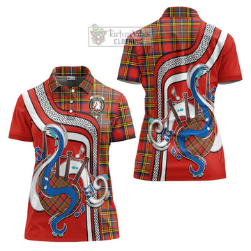 Hepburn Ancient Tartan Women's Polo Shirt with Epic Bagpipe Style