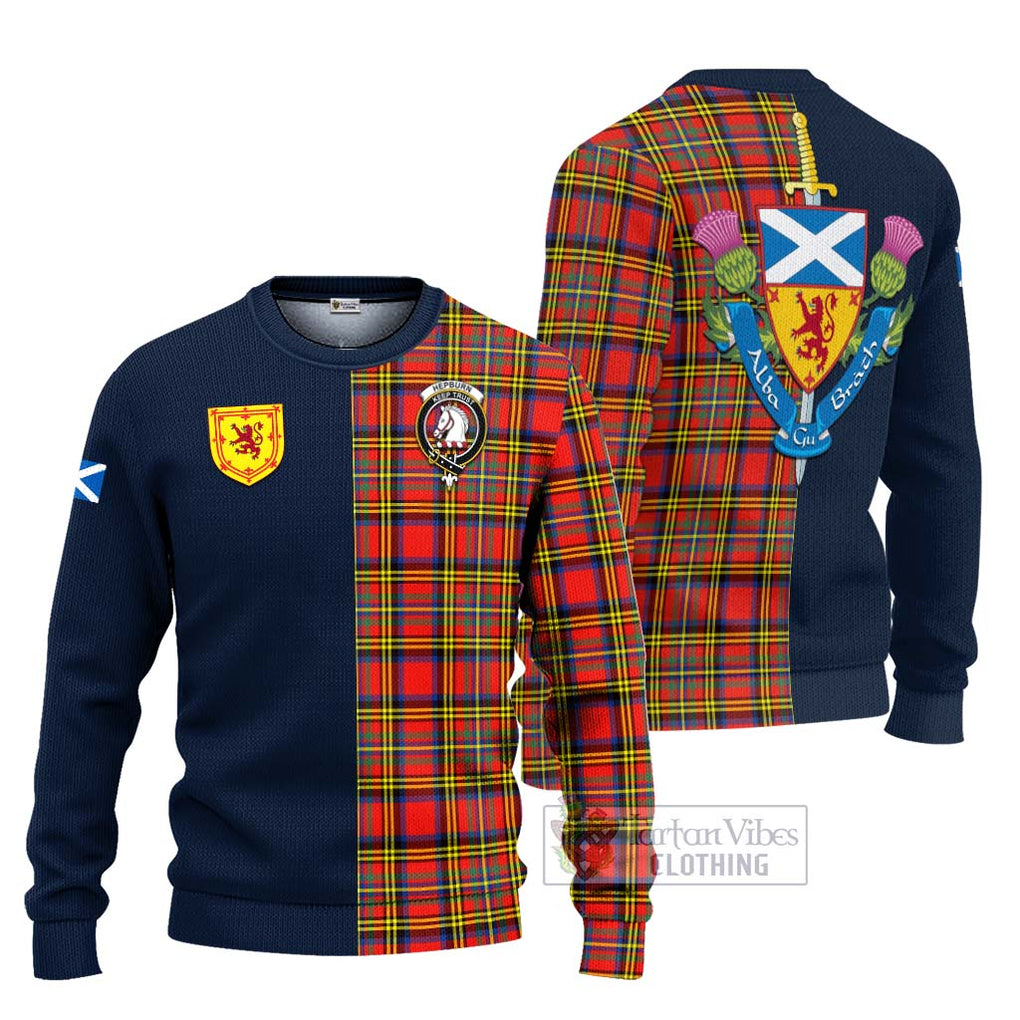 Tartan Vibes Clothing Hepburn Ancient Tartan Knitted Sweater with Scottish Lion Royal Arm Half Style