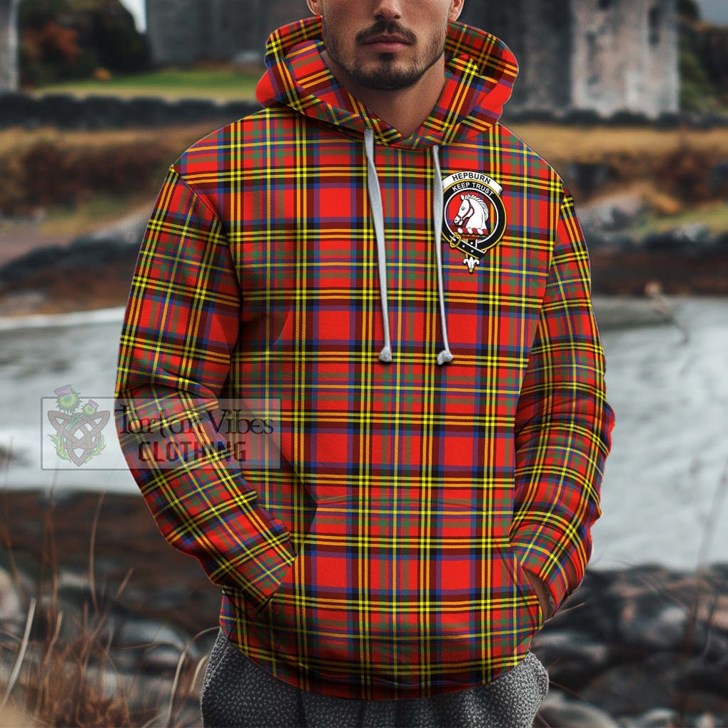 Hepburn Ancient Tartan Cotton Hoodie with Family Crest Pullover Hoodie XS - Tartan Vibes Clothing