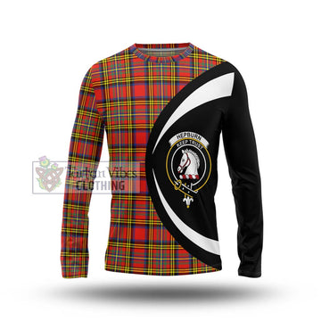 Hepburn Ancient Tartan Long Sleeve T-Shirt with Family Crest Circle Style