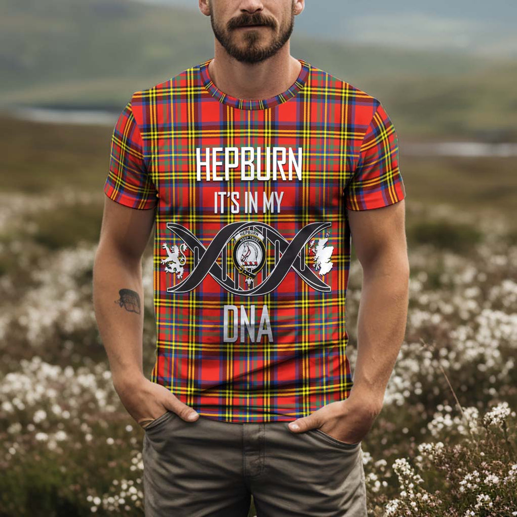 Hepburn Ancient Tartan T-Shirt with Family Crest DNA In Me Style Kid's Shirt - Tartan Vibes Clothing