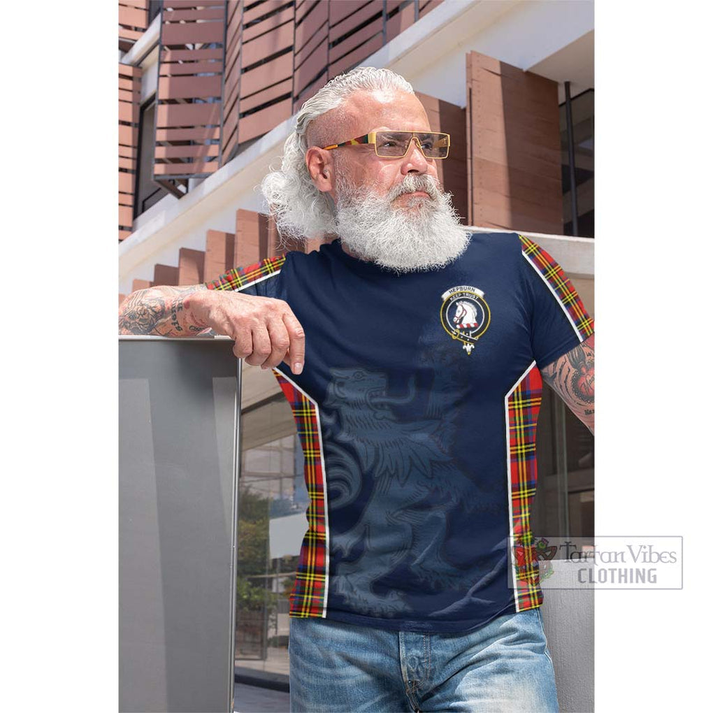 Tartan Vibes Clothing Hepburn Ancient Tartan Cotton T-shirt with Family Crest and Lion Rampant Vibes Sport Style