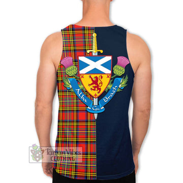 Hepburn Ancient Tartan Men's Tank Top Alba with Scottish Lion Royal Arm Half Style