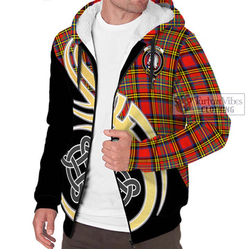 Hepburn Ancient Tartan Sherpa Hoodie with Family Crest and Celtic Symbol Style