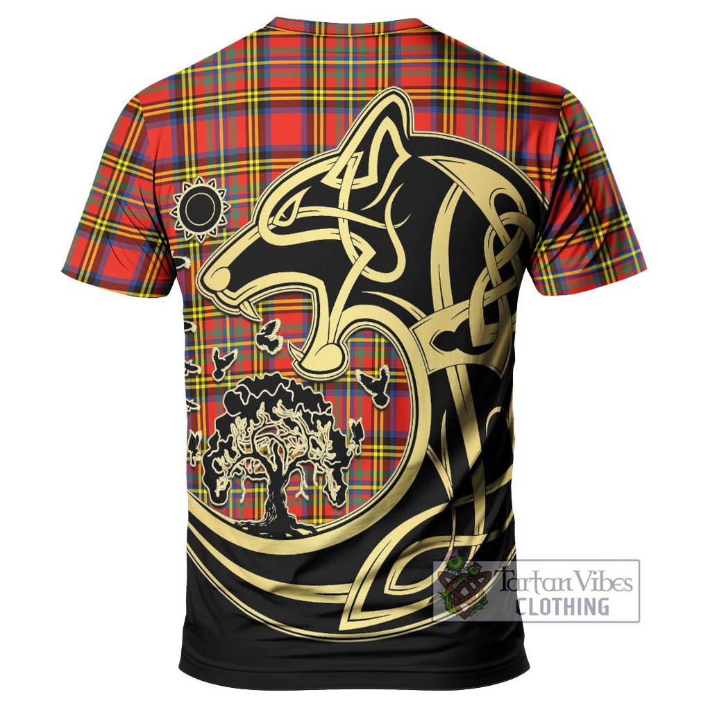 Hepburn Ancient Tartan T-Shirt with Family Crest Celtic Wolf Style - Tartan Vibes Clothing