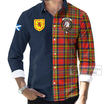 Hepburn Ancient Tartan Long Sleeve Button Shirt Alba with Scottish Lion Royal Arm Half Style