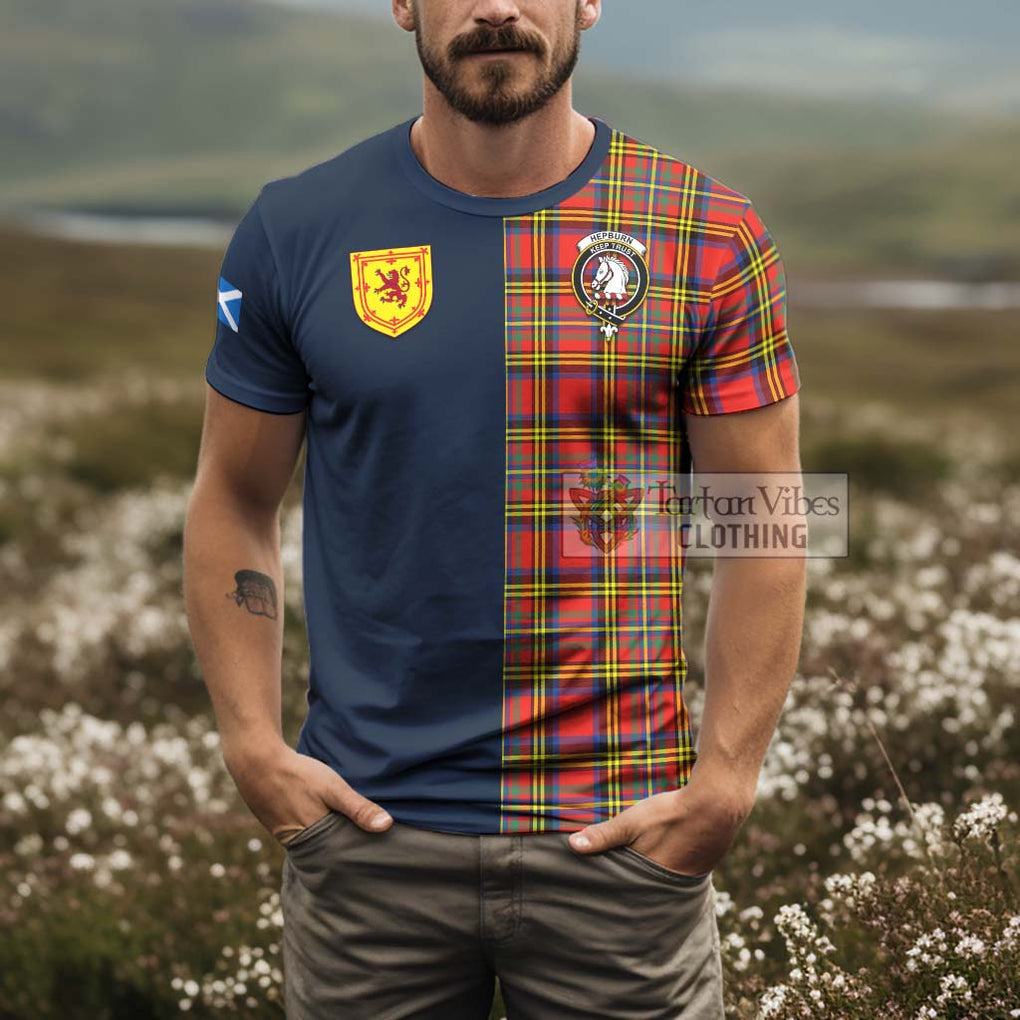 Tartan Vibes Clothing Hepburn Ancient Tartan T-Shirt Alba with Scottish Lion Royal Arm Half Style