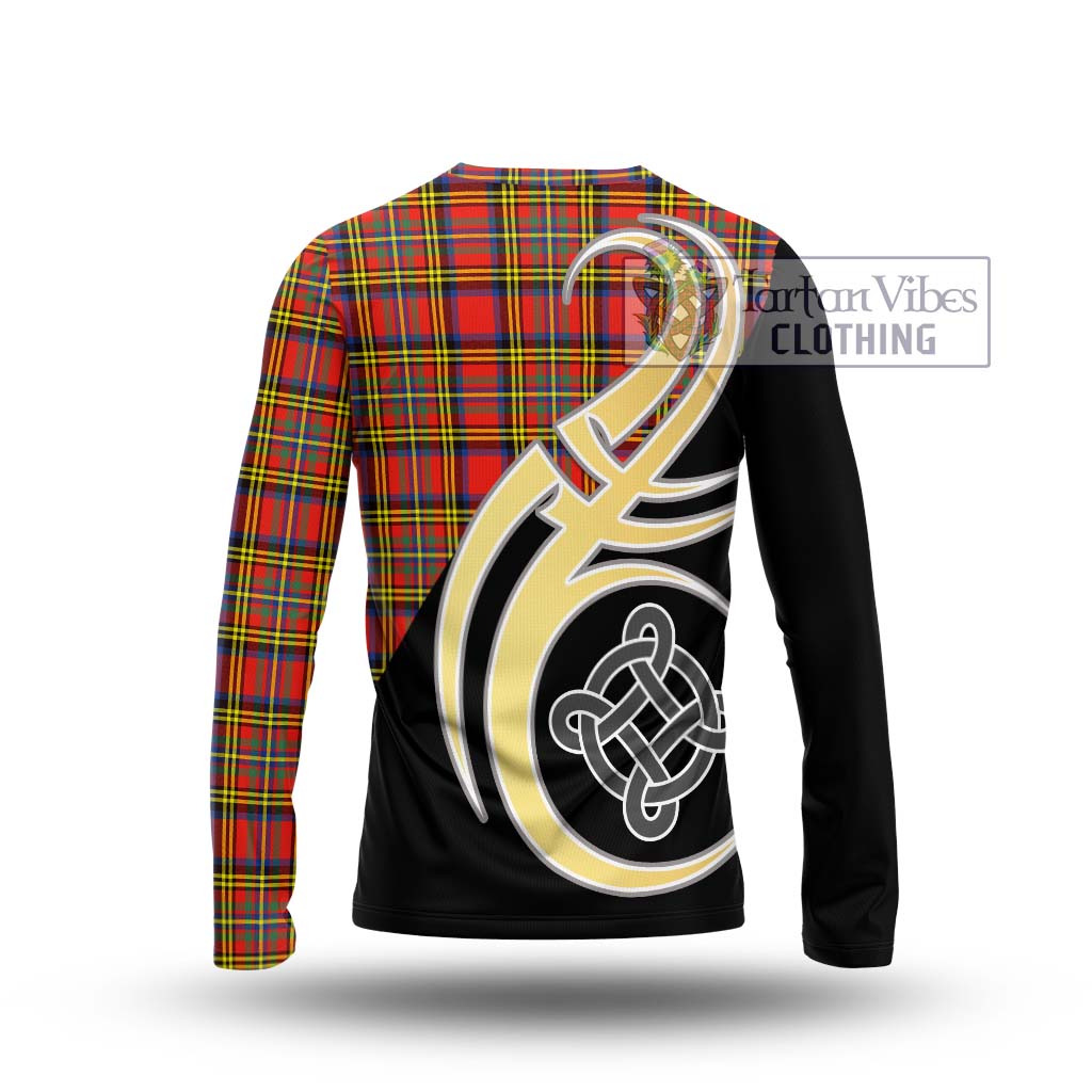 Hepburn Ancient Tartan Long Sleeve T-Shirt with Family Crest and Celtic Symbol Style - Tartan Vibes Clothing