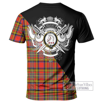 Hepburn Ancient Tartan T-Shirt with Family Crest and Military Logo Style