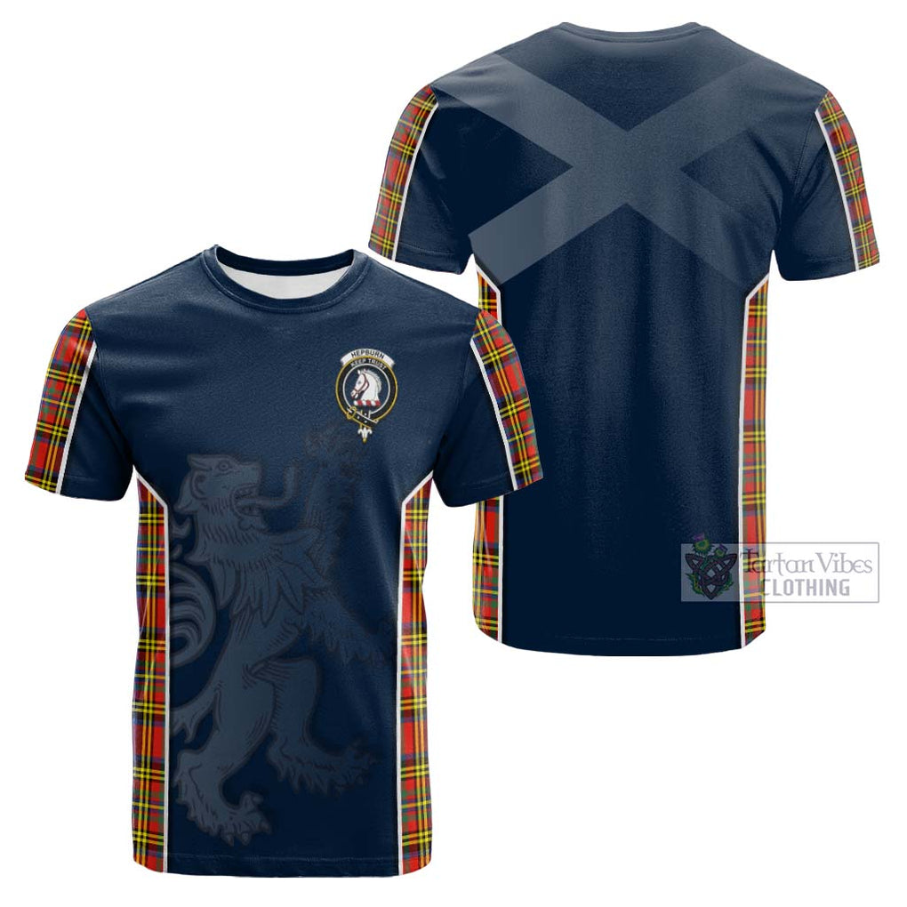 Tartan Vibes Clothing Hepburn Ancient Tartan Cotton T-shirt with Family Crest and Lion Rampant Vibes Sport Style