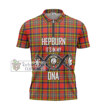 Hepburn Ancient Tartan Zipper Polo Shirt with Family Crest DNA In Me Style