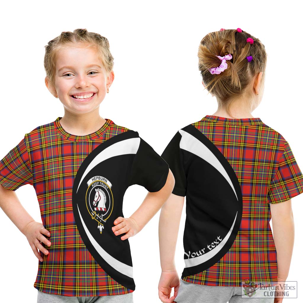 Hepburn Ancient Tartan Kid T-Shirt with Family Crest Circle Style - Tartan Vibes Clothing