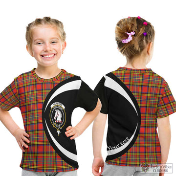 Hepburn Ancient Tartan Kid T-Shirt with Family Crest Circle Style