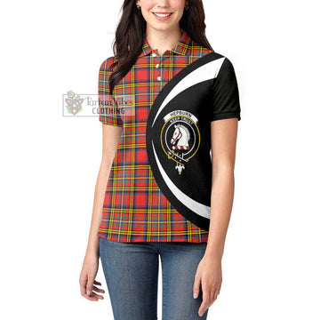 Hepburn Ancient Tartan Women's Polo Shirt with Family Crest Circle Style